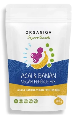 Organiqa Bio Acai-Banán Vegán Fehérje Mix 200g