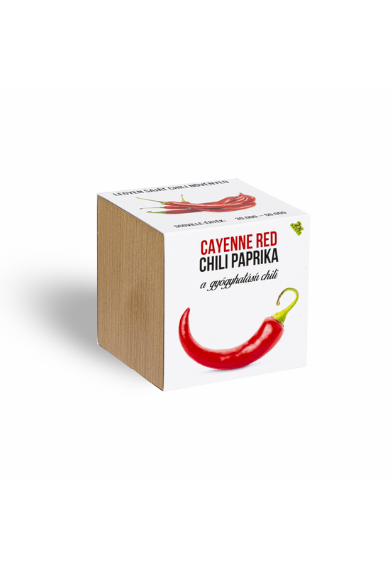Cayenne red chili paprika növényem fa kockában