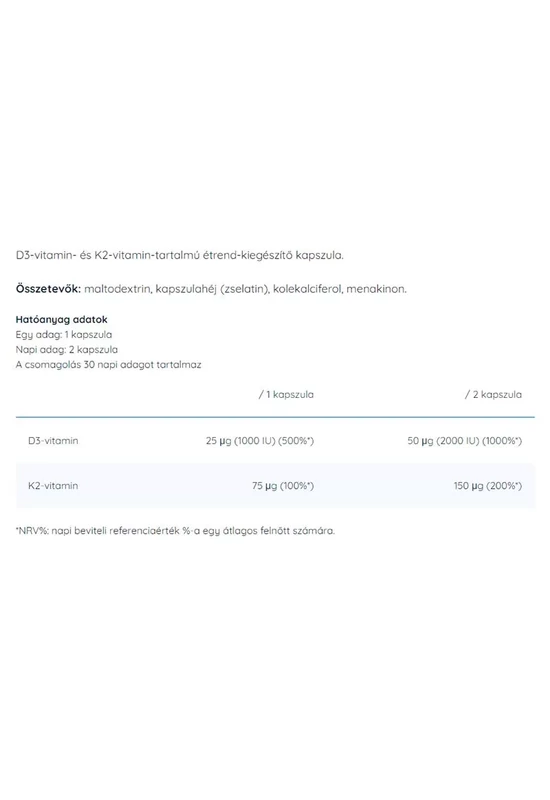 Nutriversum D3 + K2 Vitamin (60 Kapszula)