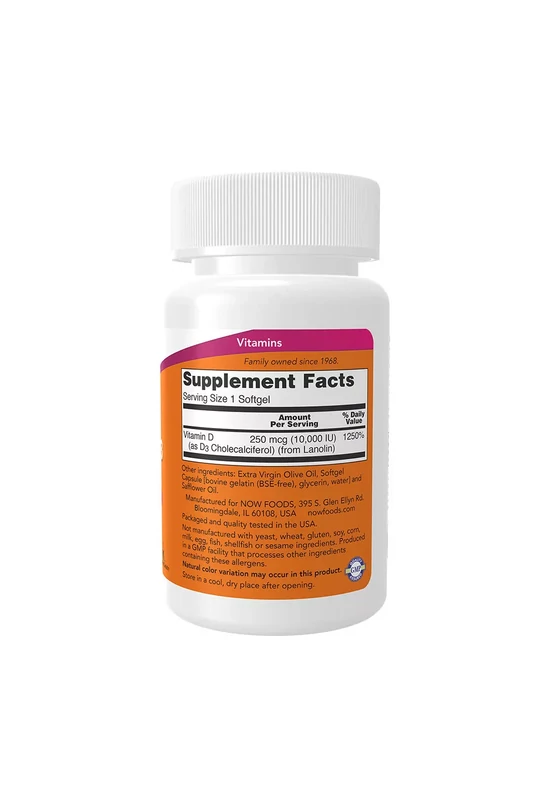 Now Foods D-vitamin 10000 NE (120 Lágykapszula)