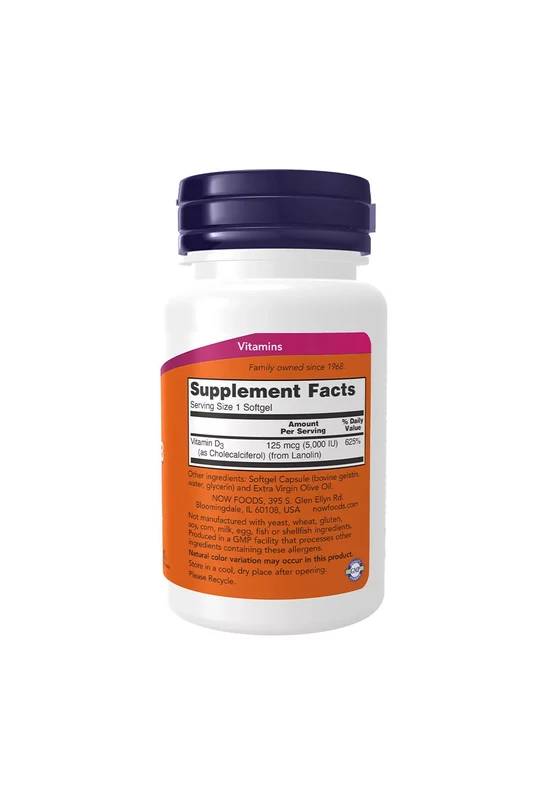 Now Foods D-vitamin 5000 NE (120 Lágykapszula)