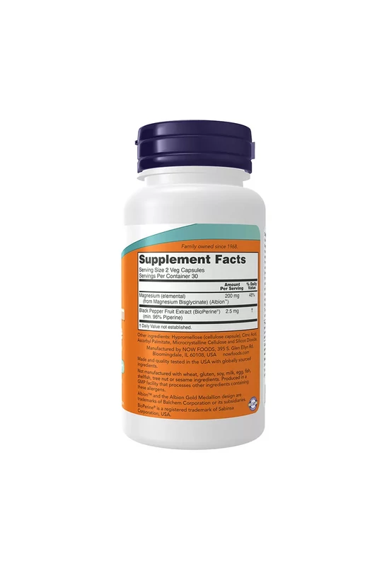 Now Foods Magnesium Glycinate with BioPerine® (60 Kapszula)