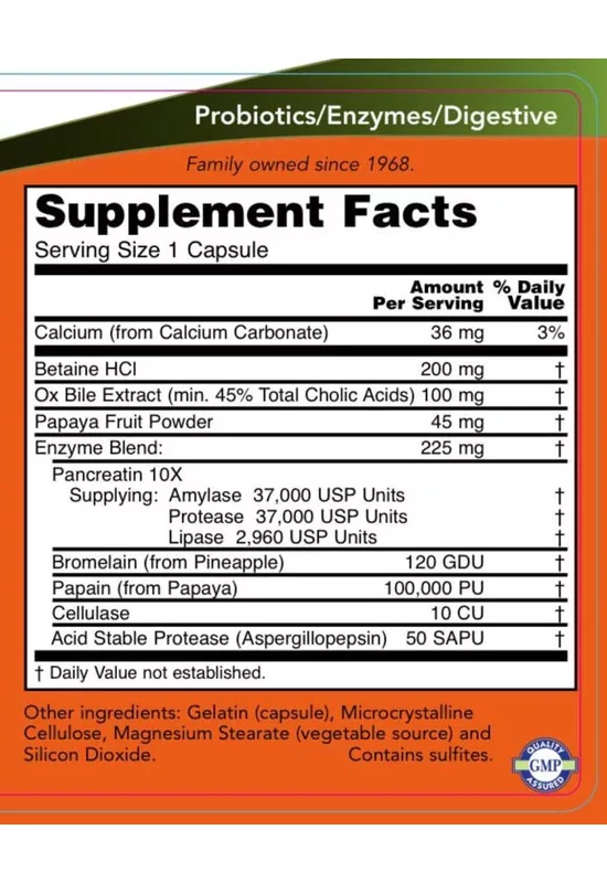 Now Foods Super Enzymes - Emésztőenzim keverék (180 Kapszula)