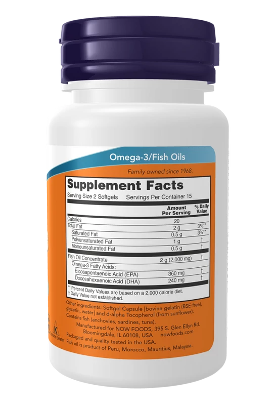 NOW Omega-3 halolaj 200 lágyzselatin kapszula