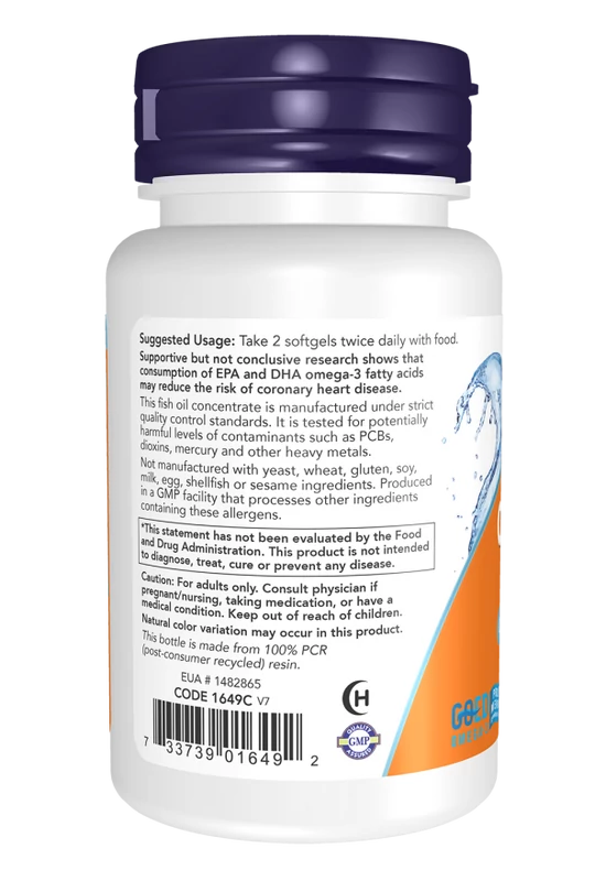 NOW Omega-3 halolaj 200 lágyzselatin kapszula