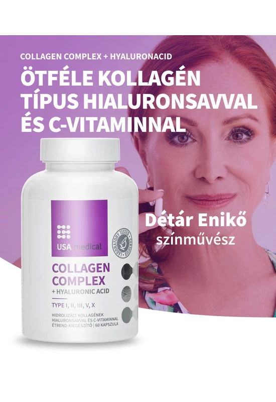 USA Medical Collagen Complex Kollagén komplex kapszula 5 féle kollagén peptiddel 60 db