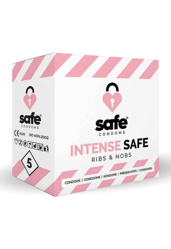 SAFE Intense Safe - bordázott-pontozott óvszer (5db)