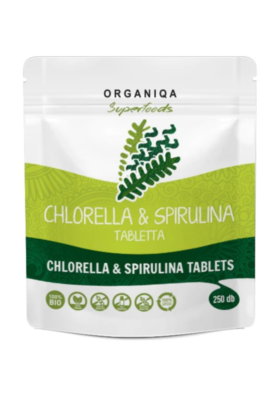 Organiqa Bio Chlorella és Spirulina Tabletta 250 Db